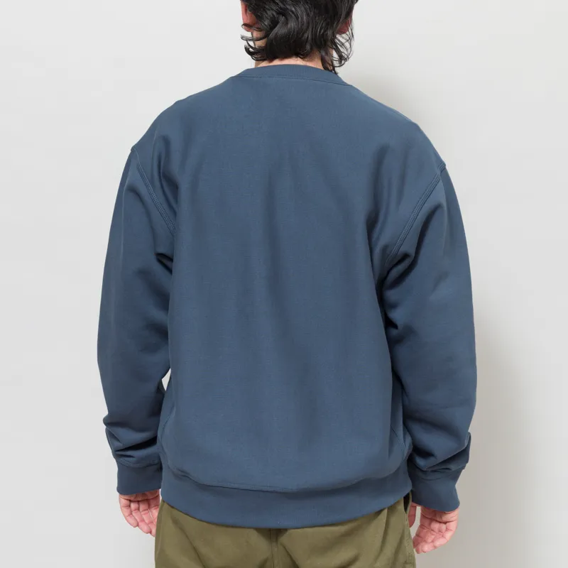 Carhartt WIP American Script Sweat Office Blue-4