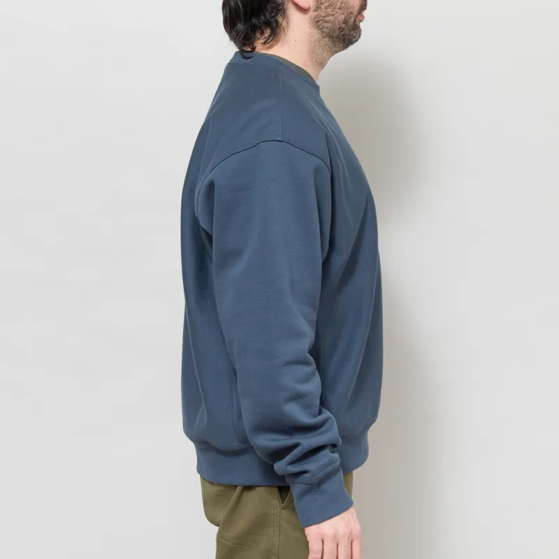 Carhartt WIP American Script Sweat Office Blue-5