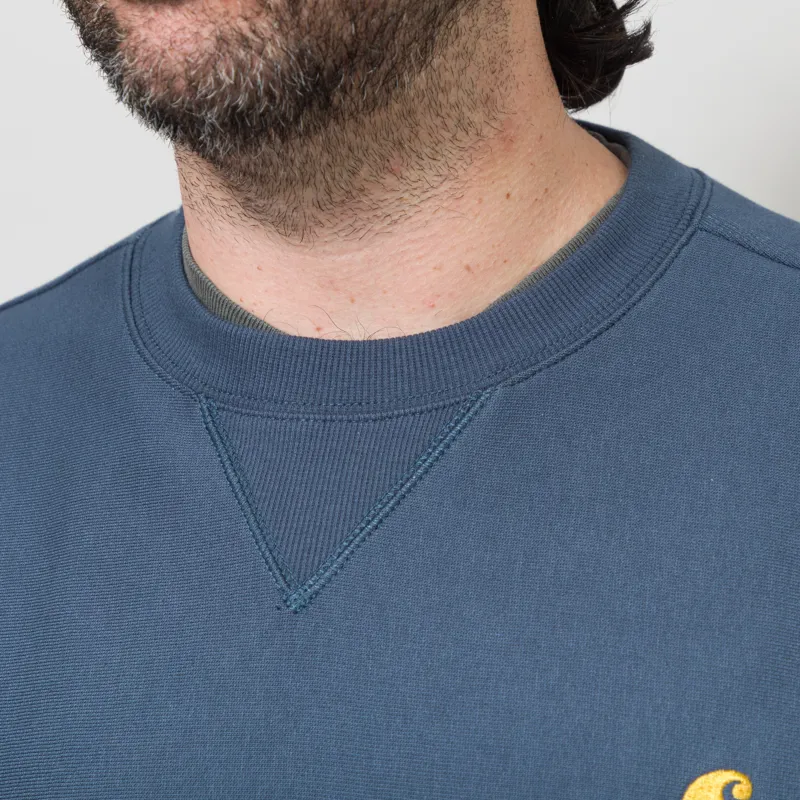 Carhartt WIP American Script Sweat Office Blue-6