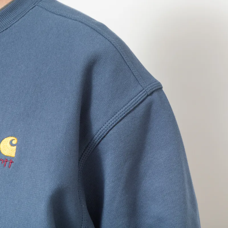 Carhartt WIP American Script Sweat Office Blue-7
