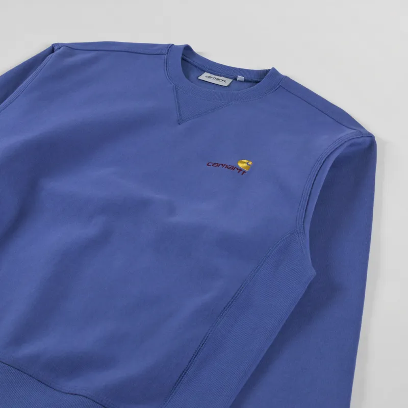 Carhartt WIP American Script Sweat Blue Iris-2