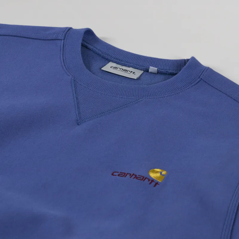 Carhartt WIP American Script Sweat Blue Iris-4