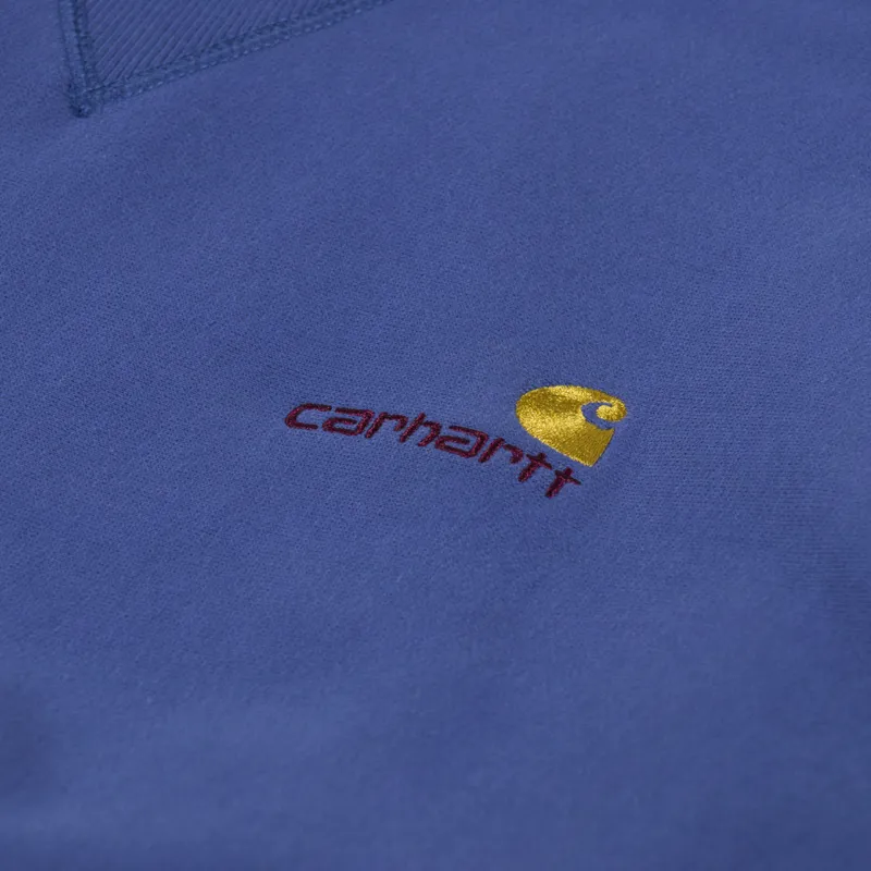 Carhartt WIP American Script Sweat Blue Iris-5