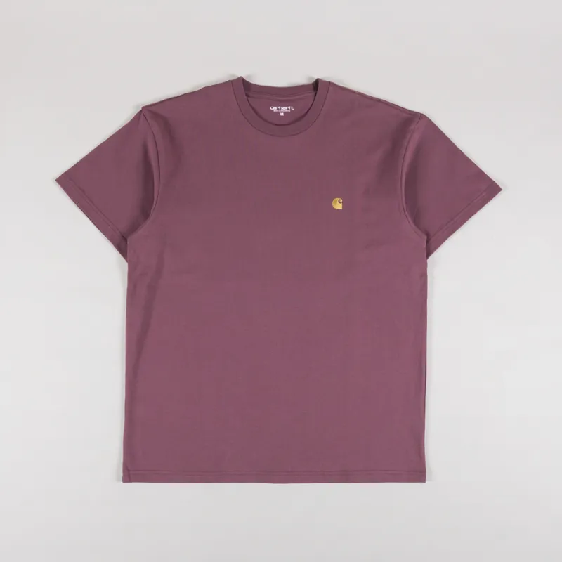 Carhartt WIP Chase T Shirt Dusky Pink Gold