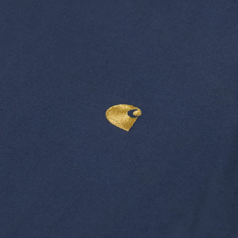 Carhartt WIP Chase T Shirt Dusky Blue Gold-2