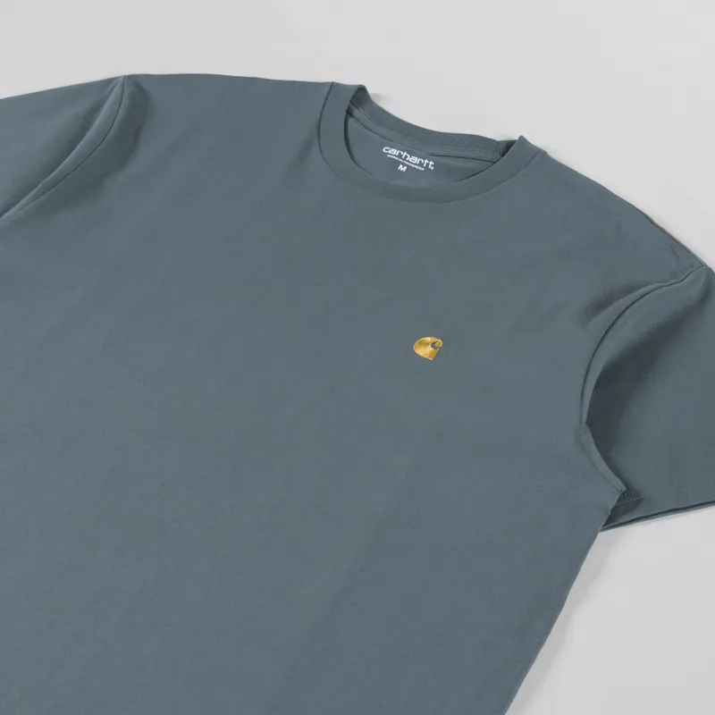Carhartt WIP Chase T Shirt Velvet Green Gold-1