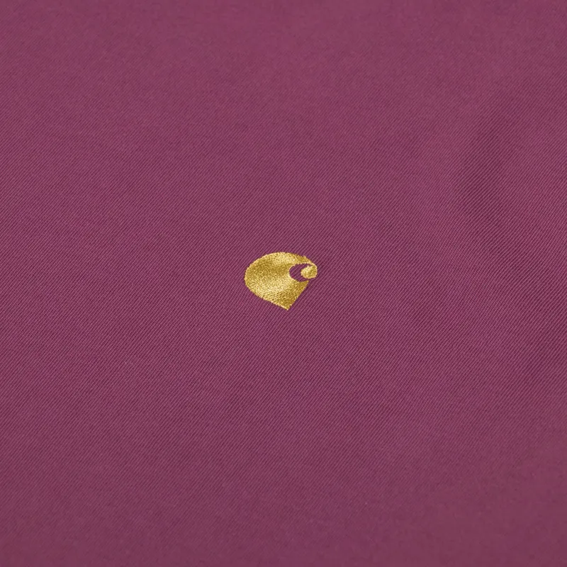 Carhartt WIP Chase T Shirt Dusty Fuchsia Gold-2