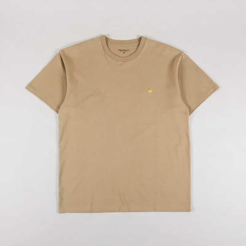 Carhartt WIP Chase T Shirt Dusty H Brown Gold