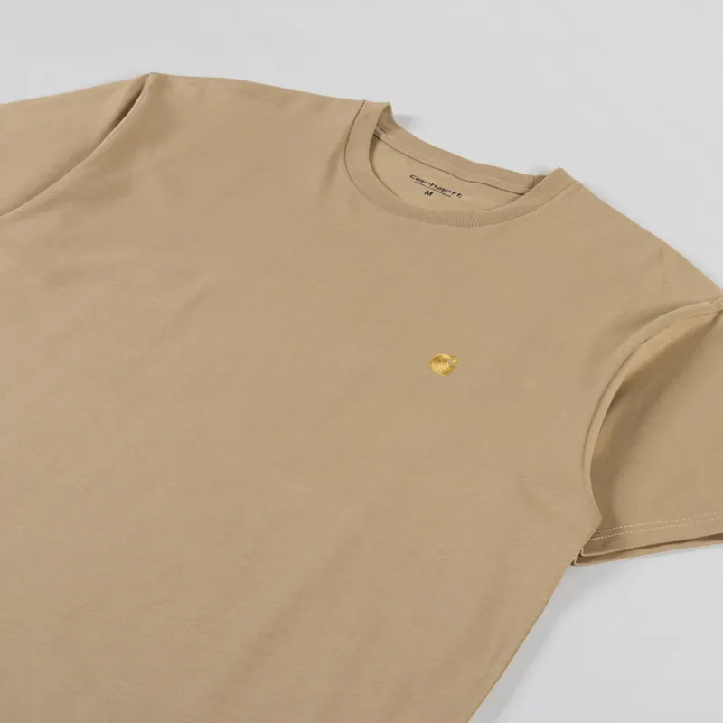 Carhartt WIP Chase T Shirt Dusty H Brown Gold-1