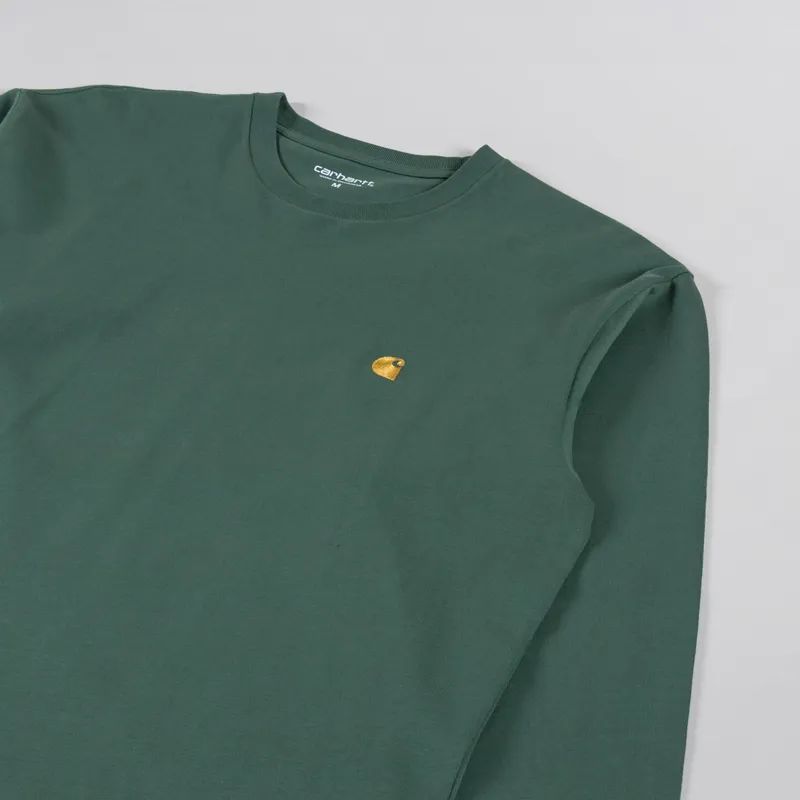 Carhartt WIP Long Sleeve Chase T Shirt Duck Green Gold-1
