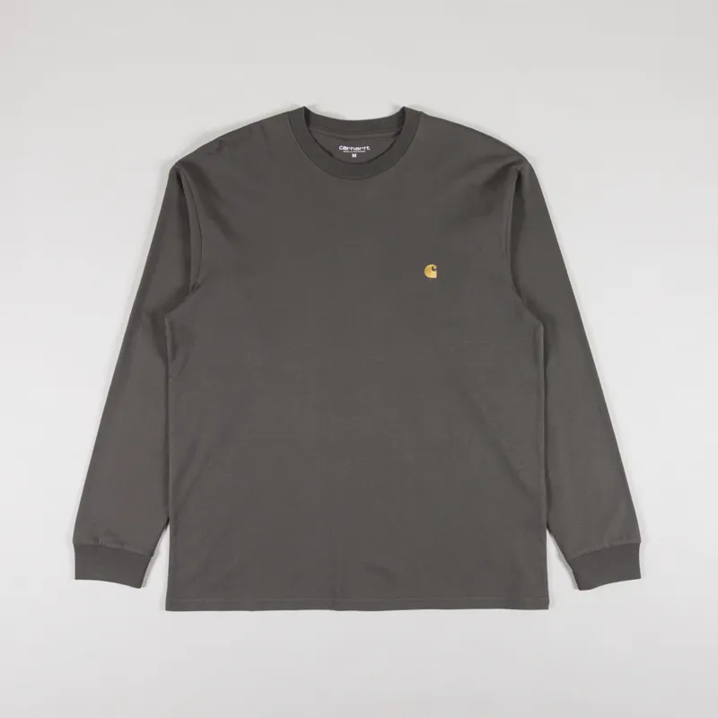 Carhartt WIP Long Sleeve Chase T Shirt Shungite Gold