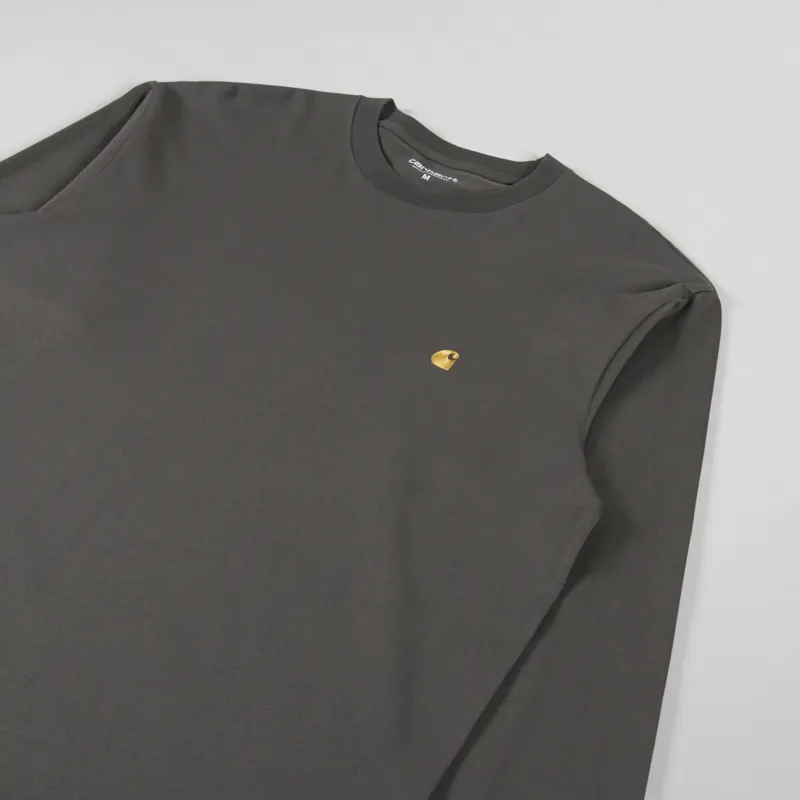 Carhartt WIP Long Sleeve Chase T Shirt Shungite Gold-1