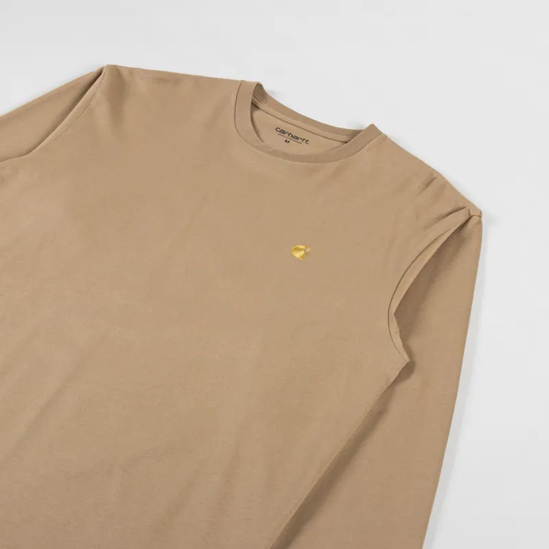 Carhartt WIP Long Sleeve Chase T Shirt Peanut Gold-2