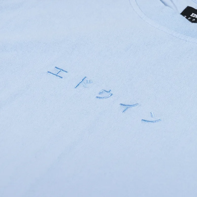 Edwin Katakana Embroidery T Shirt Placid Blue-2