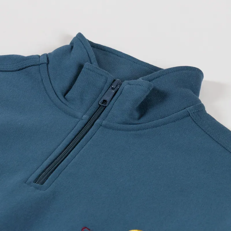 Carhartt WIP Half Zip American Script Sweat Office Blue-4