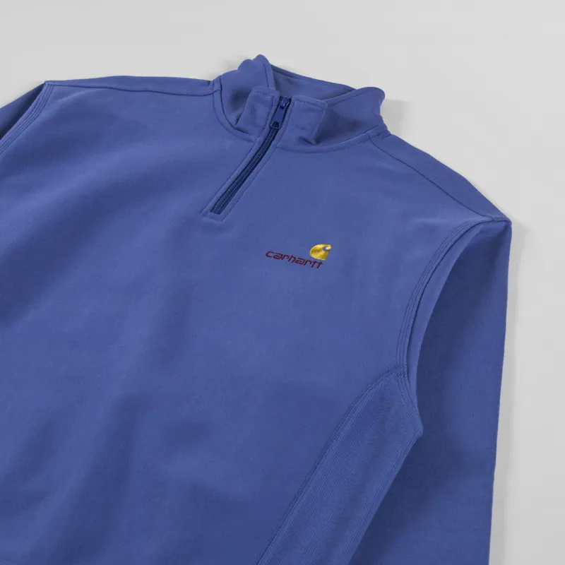 Carhartt WIP Half Zip American Script Sweat Blue Iris-2