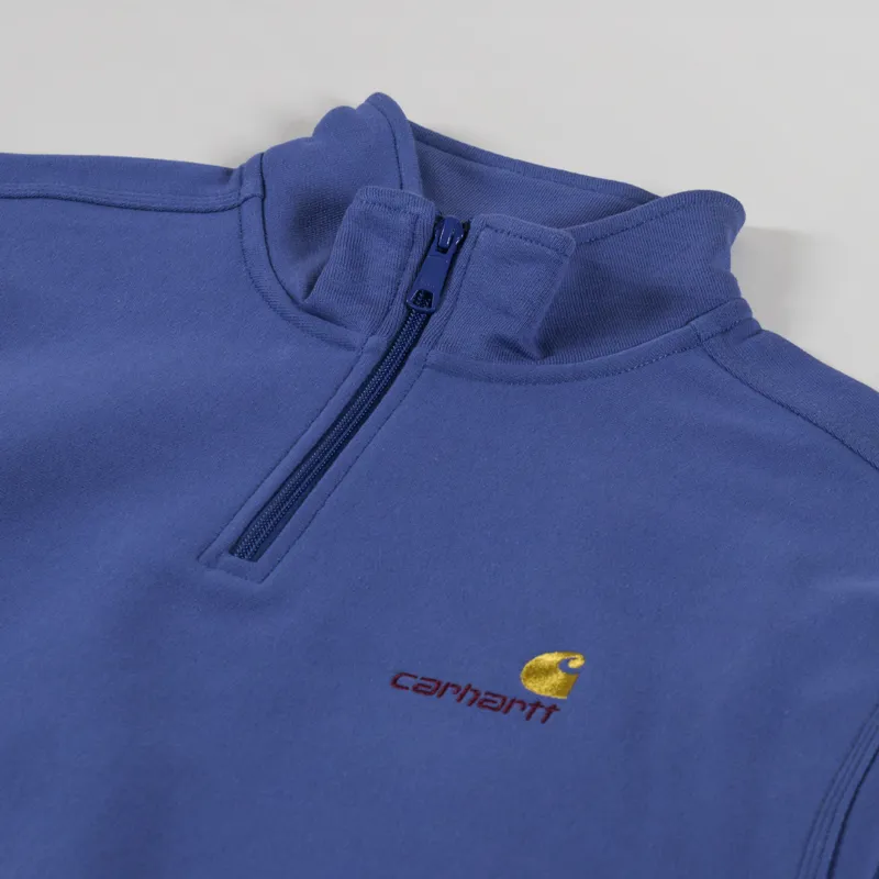 Carhartt WIP Half Zip American Script Sweat Blue Iris-4