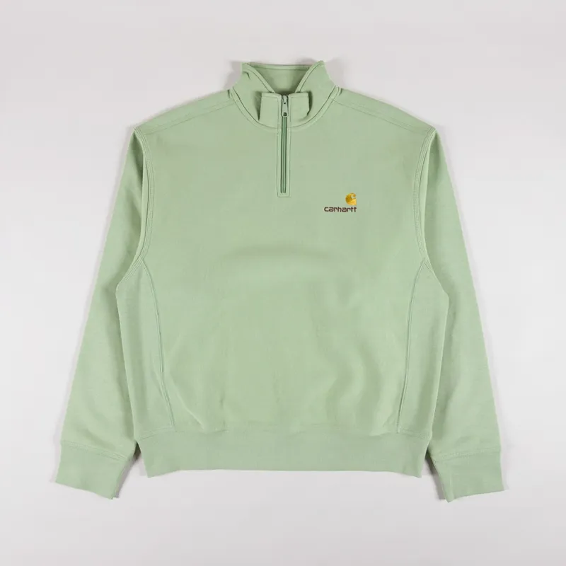Carhartt WIP Half Zip American Script Sweat Pale Olive