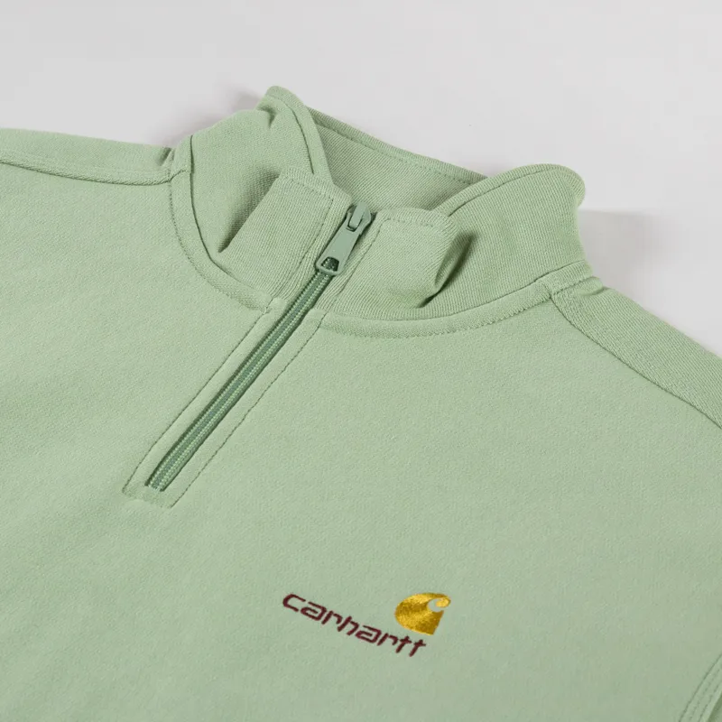 Carhartt WIP Half Zip American Script Sweat Pale Olive-4
