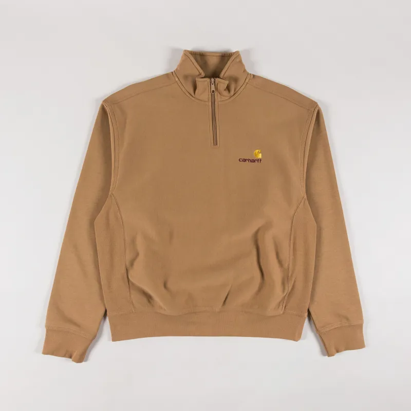 Carhartt WIP Half Zip American Script Sweat Peanut