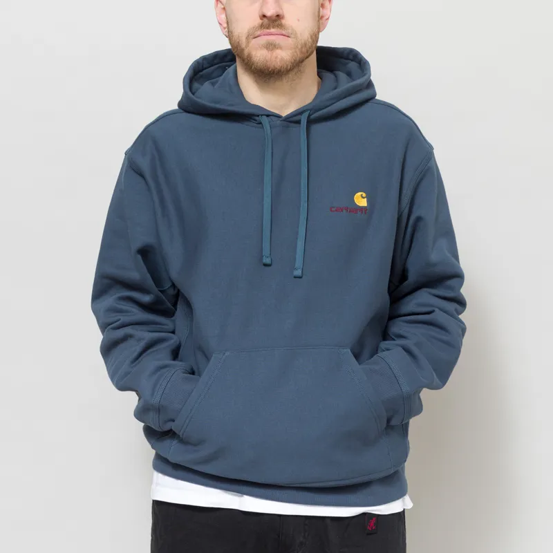 Carhartt WIP Hooded American Script Sweat Office Blue-1