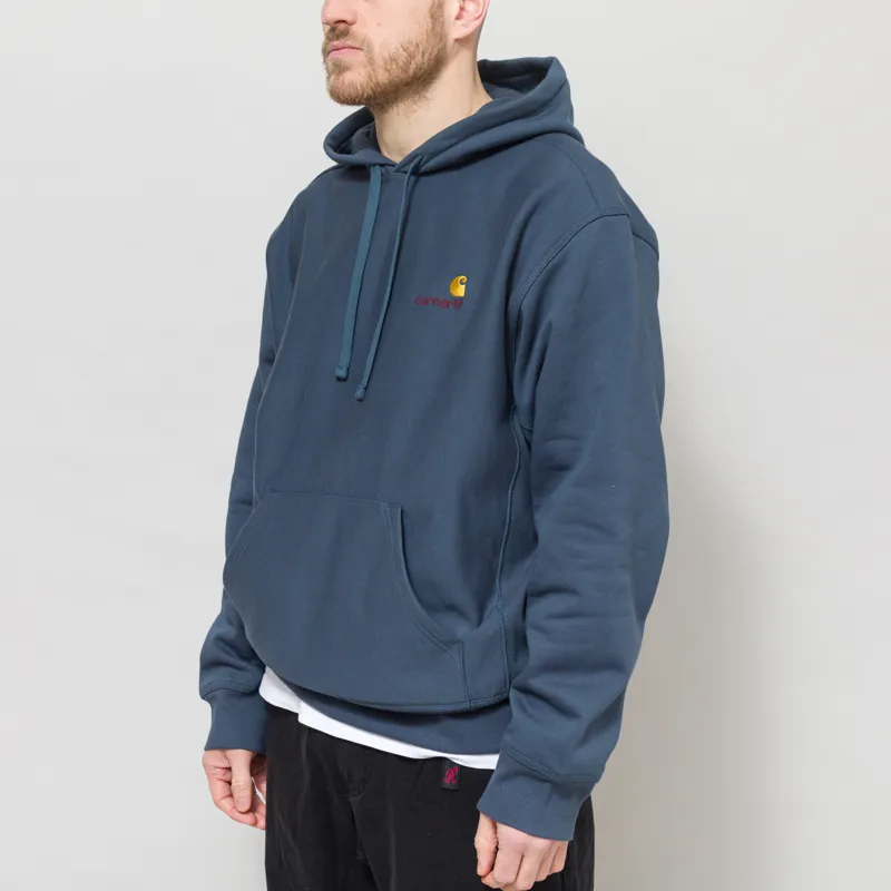 Carhartt WIP Hooded American Script Sweat Office Blue-2