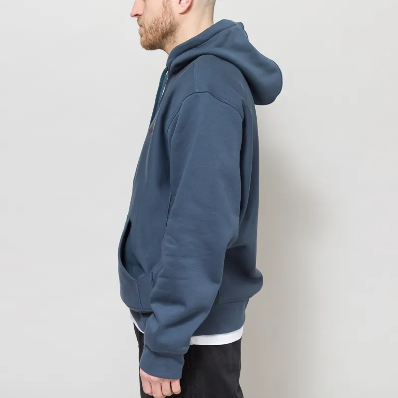 Carhartt WIP Hooded American Script Sweat Office Blue-3