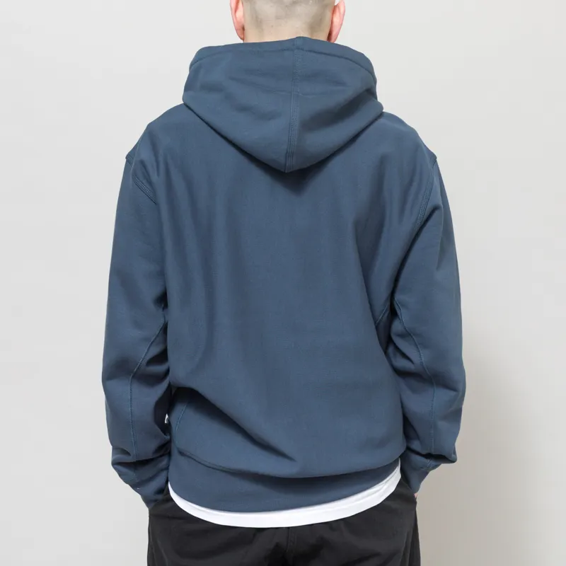 Carhartt WIP Hooded American Script Sweat Office Blue-4