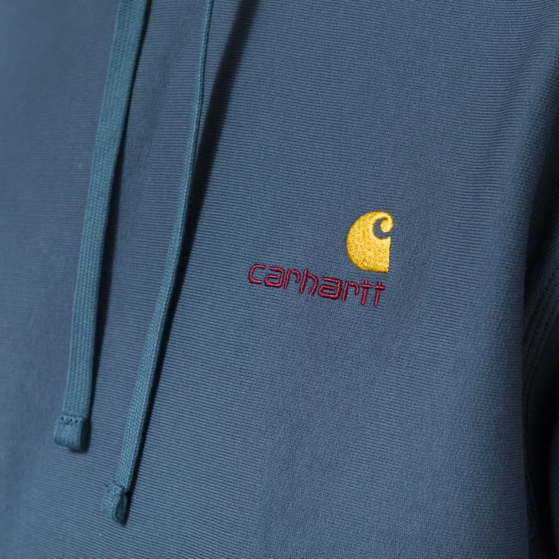 Carhartt WIP Hooded American Script Sweat Office Blue-7