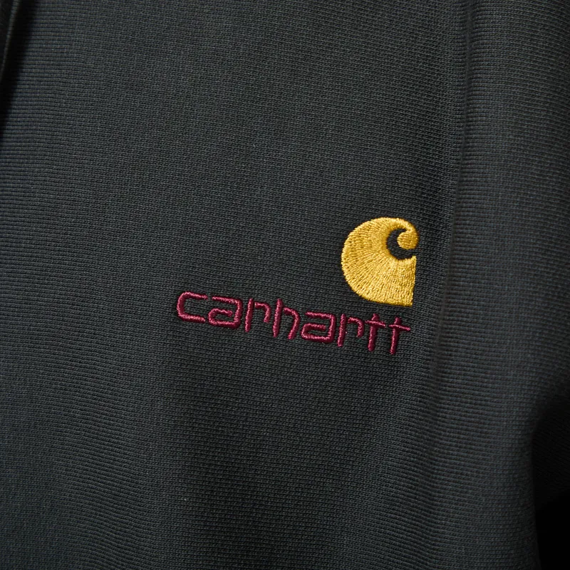 Carhartt WIP Hooded American Script Sweat Raven-5