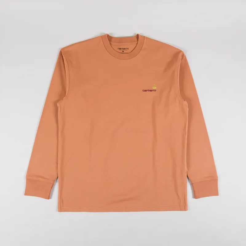 Carhartt WIP Long Sleeve American Script T Shirt Redhaven