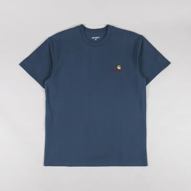 Carhartt WIP American Script T Shirt Office Blue