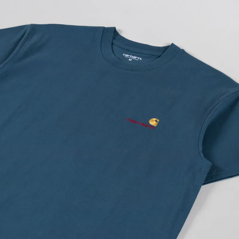 Carhartt WIP American Script T Shirt Office Blue-1