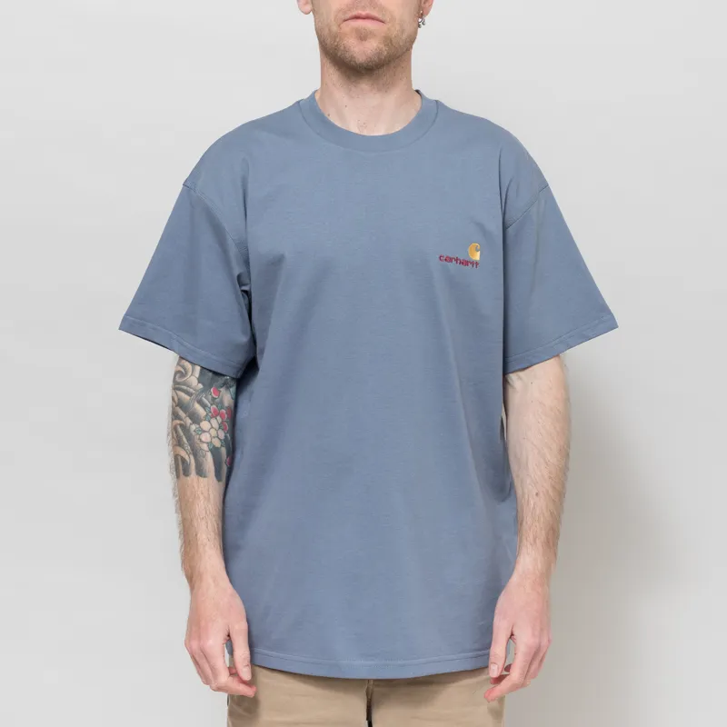 Carhartt WIP American Script T Shirt Shady Blue