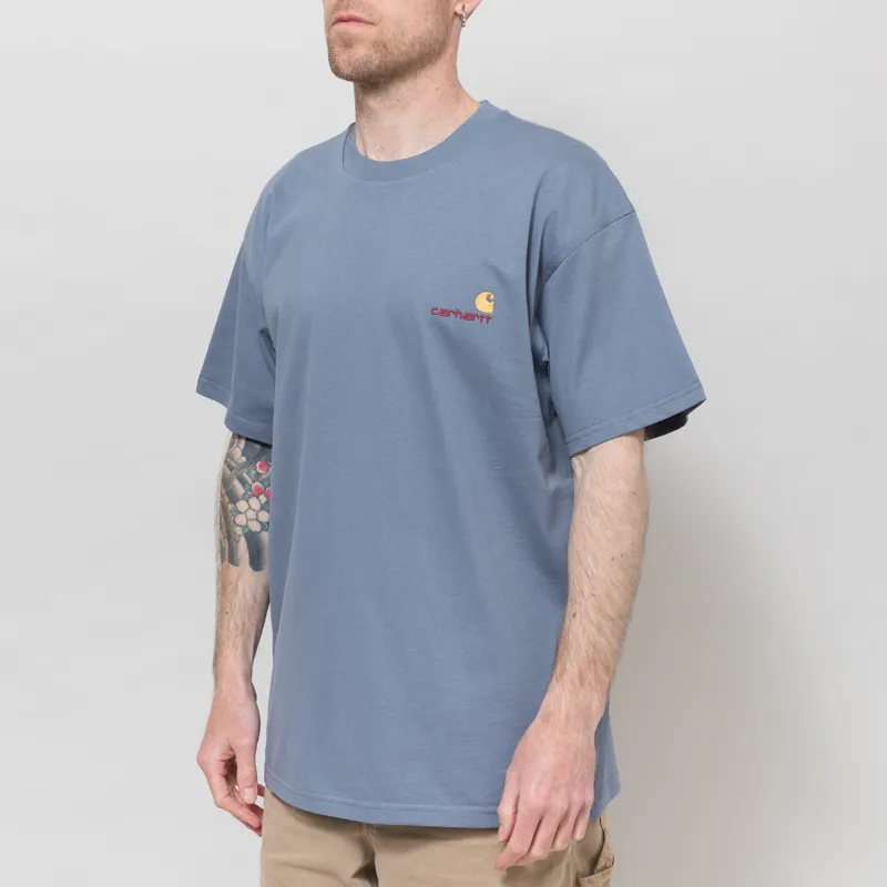 Carhartt WIP American Script T Shirt Shady Blue-1