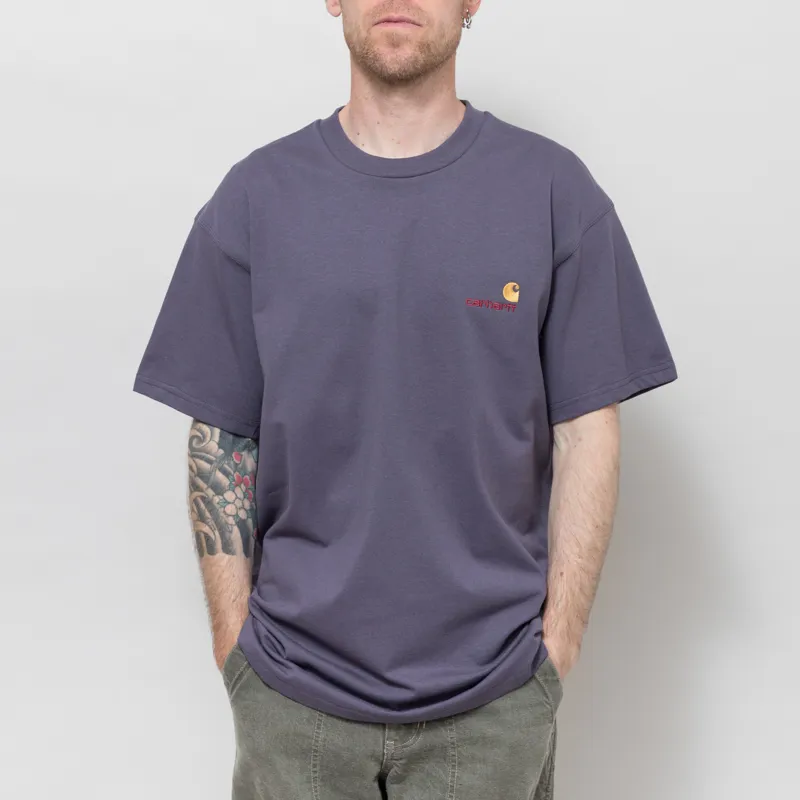 Carhartt WIP American Script T Shirt Shady Purple