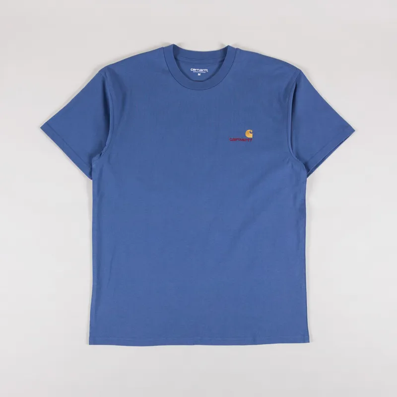 Carhartt WIP American Script T Shirt Blue Iris