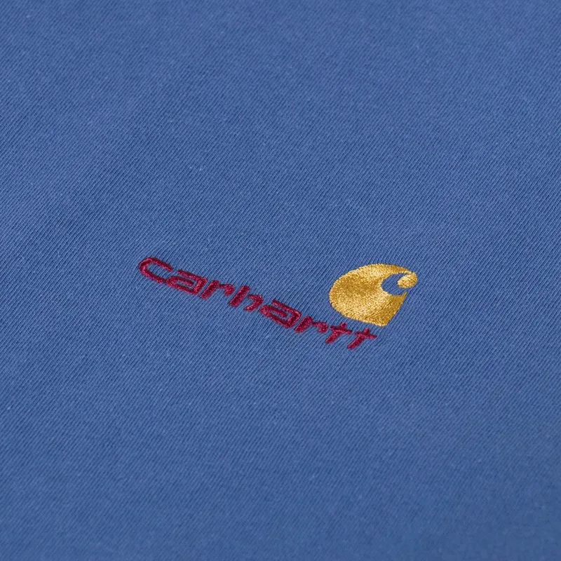 Carhartt WIP American Script T Shirt Blue Iris-2