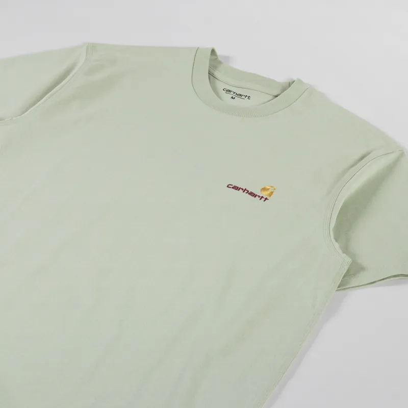 Carhartt WIP American Script T Shirt Pale Olive-1