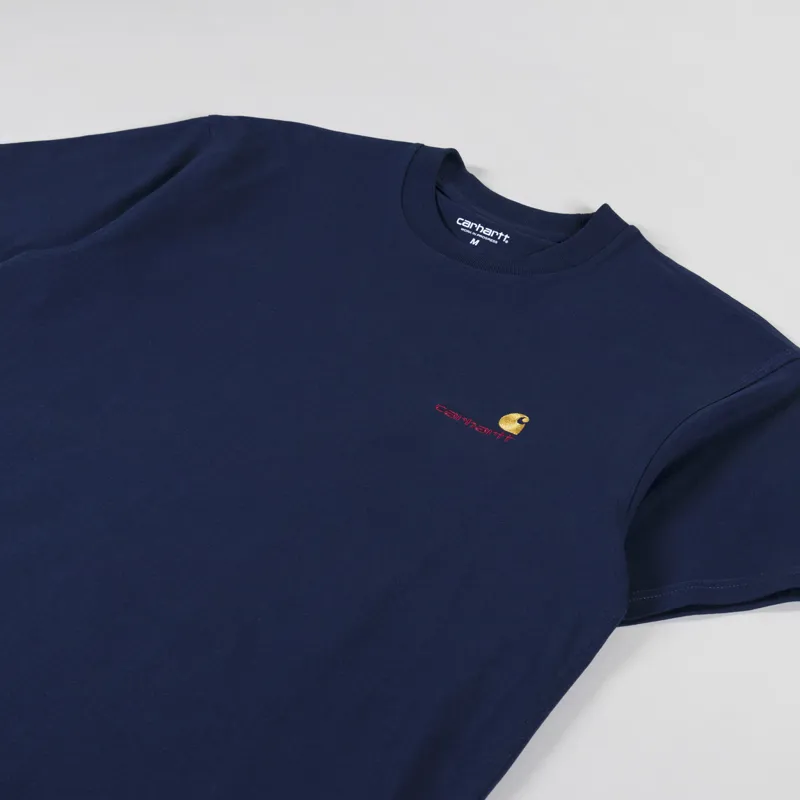 Carhartt WIP American Script T Shirt Air Force Blue-1