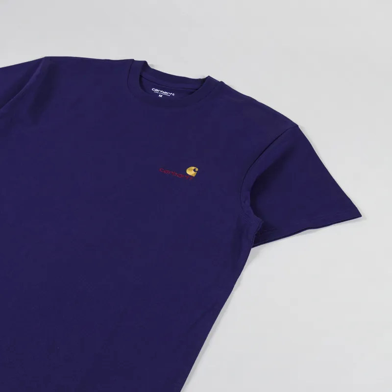 Carhartt WIP American Script T Shirt Aura-1