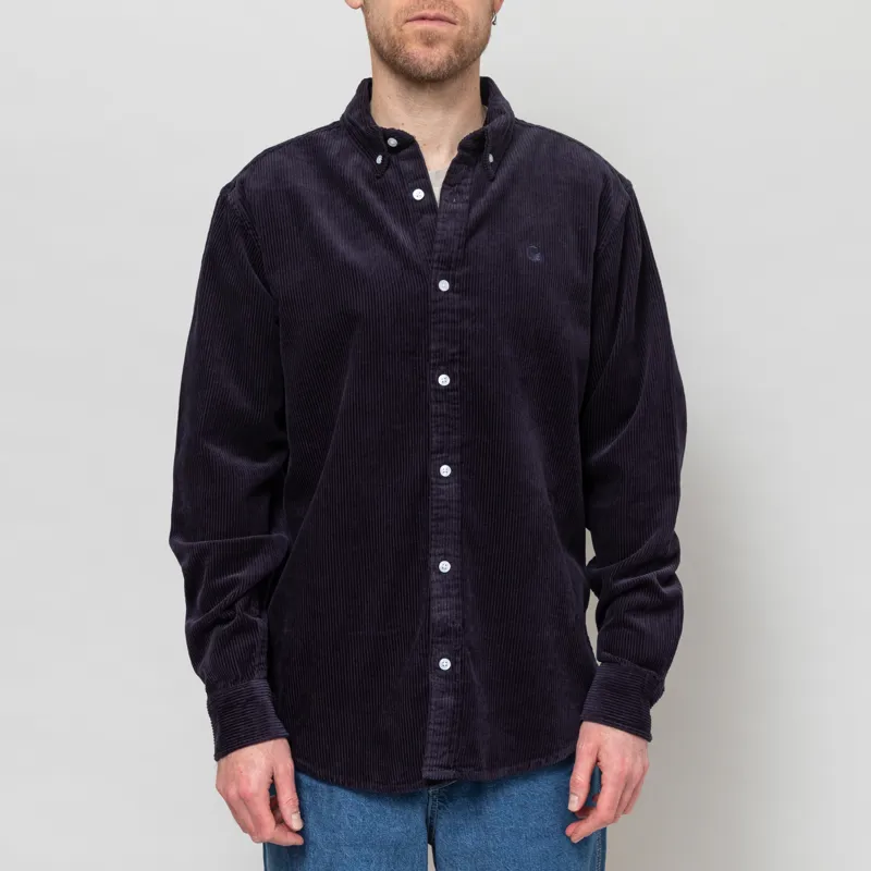 Carhartt WIP Long Sleeve Madison Cord Shirt Dark Navy