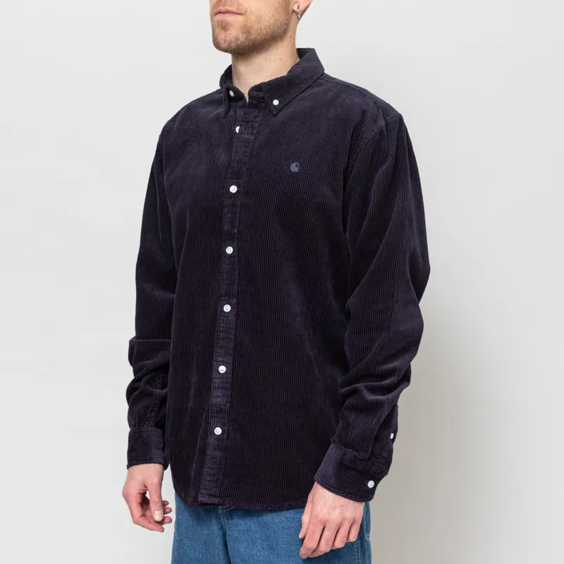 Carhartt WIP Long Sleeve Madison Cord Shirt Dark Navy-1
