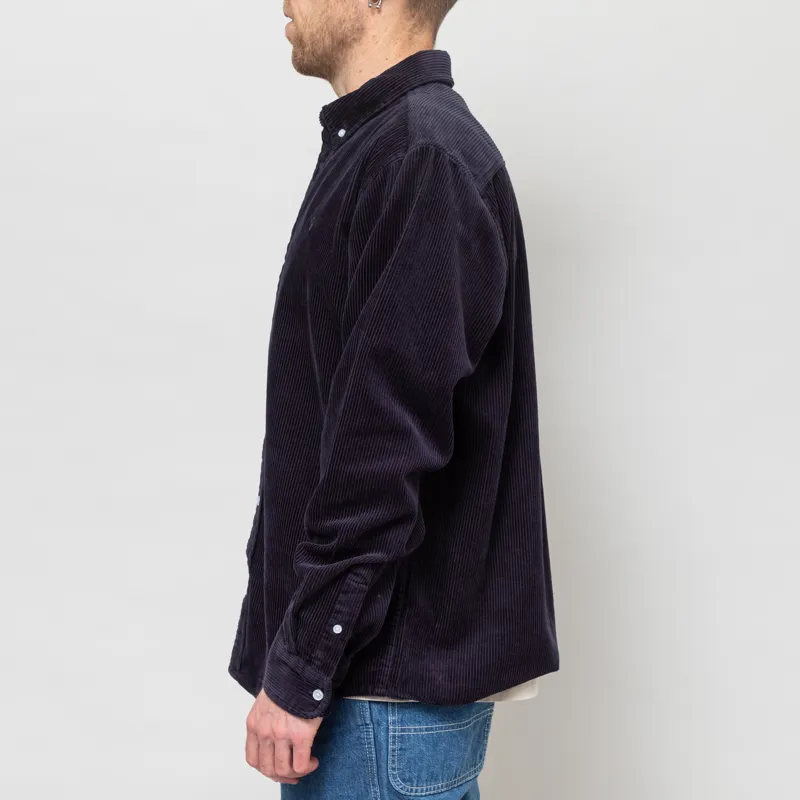 Carhartt WIP Long Sleeve Madison Cord Shirt Dark Navy-2