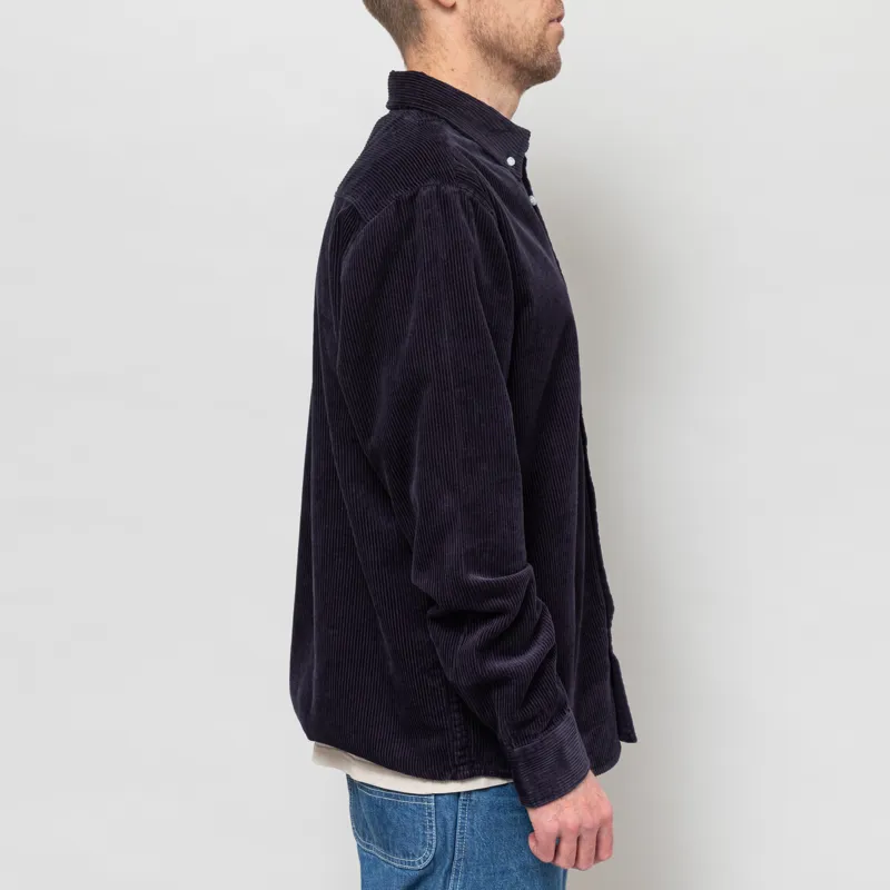 Carhartt WIP Long Sleeve Madison Cord Shirt Dark Navy-4