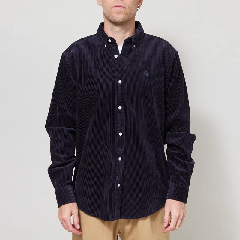 Carhartt WIP Long Sleeve Madison Cord Shirt Dark Navy
