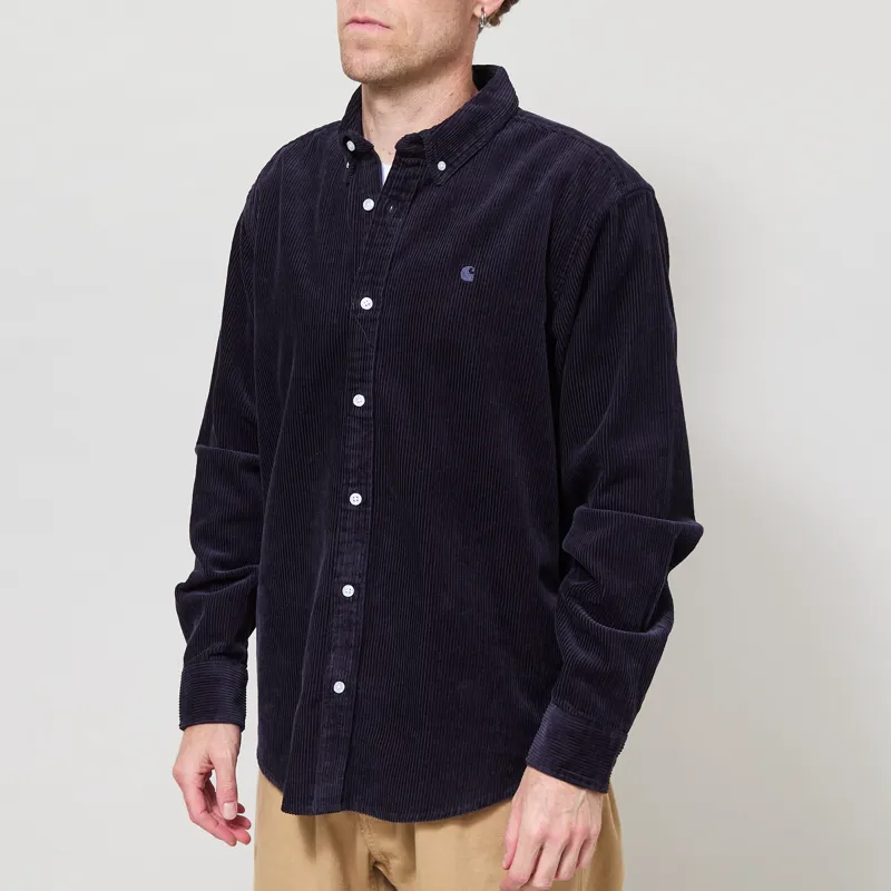 Carhartt WIP Long Sleeve Madison Cord Shirt Dark Navy-1