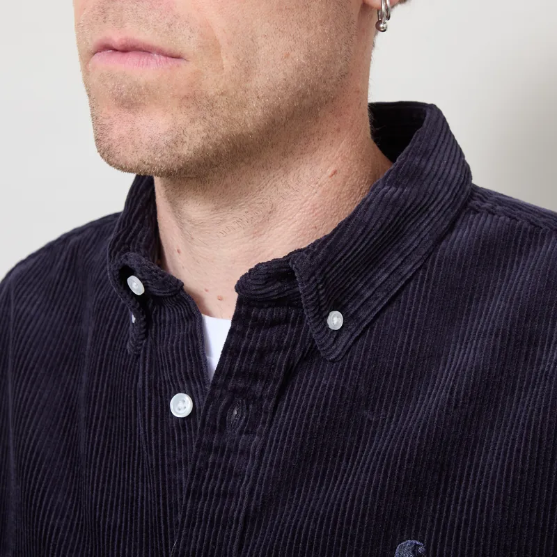 Carhartt WIP Long Sleeve Madison Cord Shirt Dark Navy-3