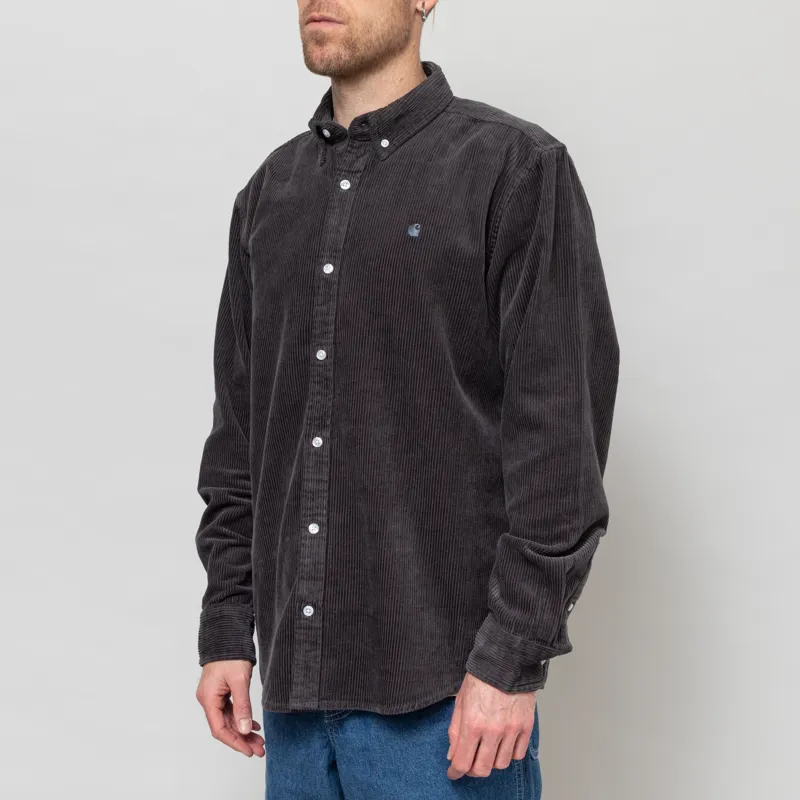 Carhartt WIP Long Sleeve Madison Cord Shirt Graphite-1