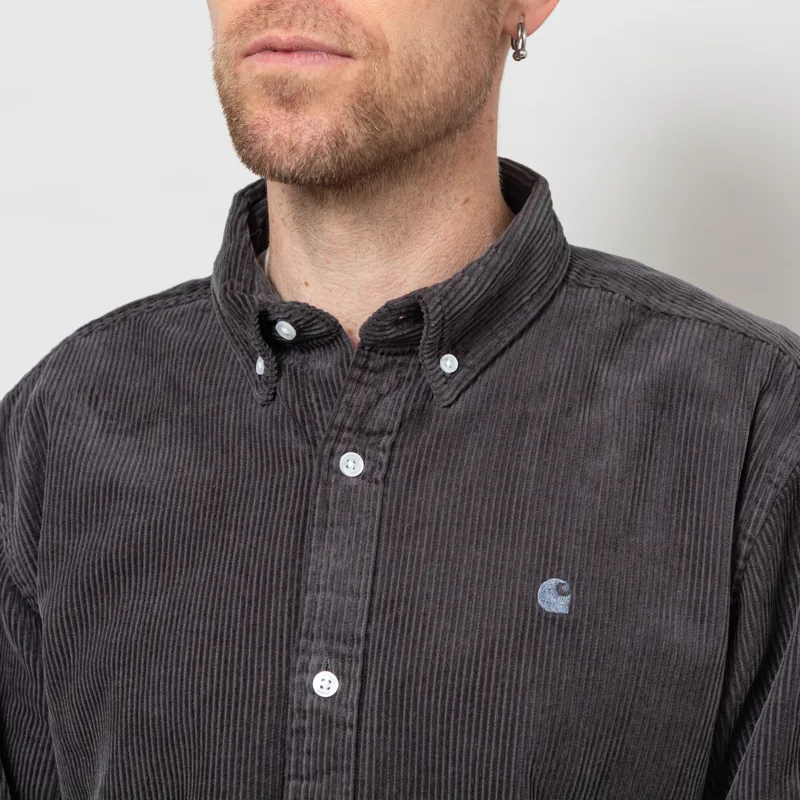 Carhartt WIP Long Sleeve Madison Cord Shirt Graphite-5